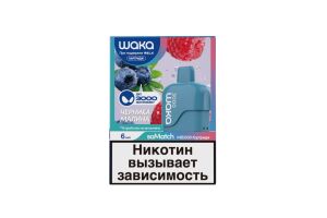 Предзаправленный картридж одноразового использования soMatch WAKA MB 3000 Blueberry Raspberry (Черника Малина) 6 мл 50 мг