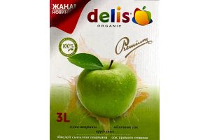 Сок прямого отжима DELIS яблочный в коробке 3л