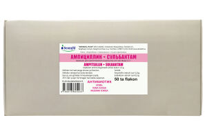 Ампициллин+сульбактам Порошок для приготовления инъекционного раствора 1.5 г №50