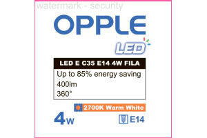 Лампа светодиодная LED-E-C35-E14-4W-FILA-2700K