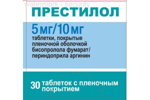 ПРЕСТИЛОЛ 5 мг/10мг, таблетки покрытые пленочной оболочкой №30