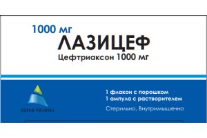 ЛАЗИЦЕФ Порошок для приготовления раствора для инъекций 1000мг №1
