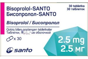 Бисопролол-SANTO таблетки, покрытые  оболочкой 2.5мг  №30