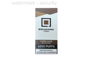 Электронная сигарета EQUADRO CUBAN CIGAR PUFF 6500 11 ml 50 mg/ml