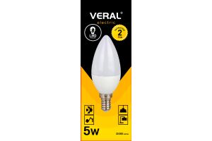 Лампа светодиодная VERAL  5W C30/E14 6500K