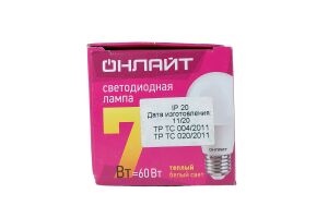 Лампа светодиодная (LED) ОНЛАЙТ OLL-A60-7-230-2.7K-E27
