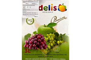 Сок прямого отжима DELIS яблочно-виноградный в коробке 3л