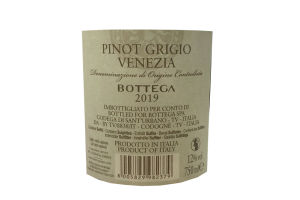 Вино белое, сухое BOTTEGA PINOT GRIGIO DELLE VENEZIE DDOC 2019 0.75l, alk. 12%