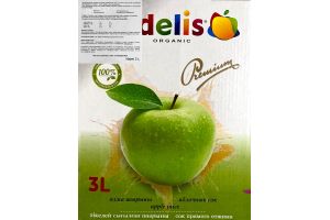 Сок прямого отжима DELIS яблочный в коробке 3л