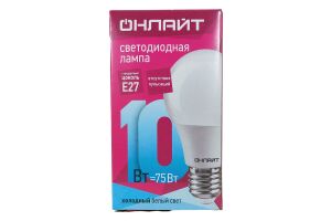Лампа светодиодная (LED) ОНЛАЙТ OLL-A60-10-230-4K-E27