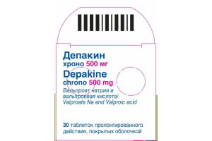 Депакин хроно таблетки пролонгированного действия, покрытые оболочкой 500 мг №30