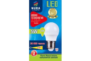 Лампа светодиодная энергосберегающая Nura Lights LED G45 5W E27 6500K