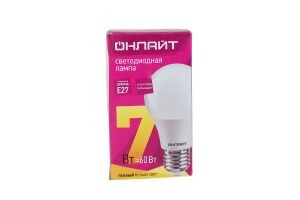 Лампа светодиодная (LED) ОНЛАЙТ OLL-A60-7-230-2.7K-E27