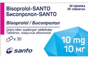 Бисопролол-SANTO таблетки, покрытые оболочкой 10мг  №30