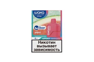 Предзаправленный картридж одноразового использования soMatch WAKA MB 3000 Watermelon Chill (Арбуз) 6 мл 50 мг