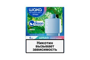 Предзаправленный картридж одноразового использования soMatch WAKA MA 3000 Fresh Mint (Мята) 6 мл 50 мг