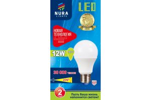 Лампа светодиодная энергосберегающая Nura Lights LED A60 12W E27 6500K
