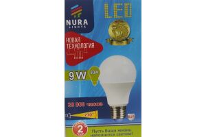 Лампа светодиодная энергосберегающая Nura Lights LED A60 9W E27 6500K