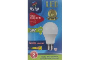Лампа светодиодная энергосберегающая Nura Lights LED A55 5W E27 65000K