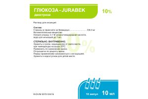 Глюкоза-Jurabek раствор для инъекций 10% 10 мл №10