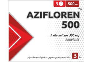 АЗИФЛОРЕН-500 таблетки, покрытые пленочной оболочкой 500 мг №3
