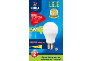 Лампа светодиодная энергосберегающая Nura Lights LED A60 7W E27 6500K
