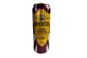 Напиток слабоалкогольный газированный «MANCHESTER Джин-тоник со вкусом Брусники» 7.2% 0.45 л