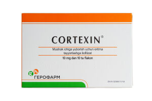 КОРТЕКСИН Лиофилизированный порошок для приготовления раствора для внутривенного и внутримышечного введения 10 мг №10