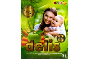 Сок прямого отжима DELIS яблочно-морковный в коробке 3л