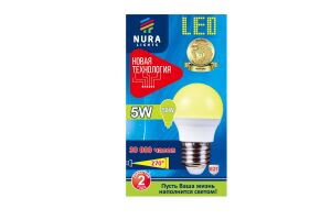 Лампа светодиодная энергосберегающая Nura Lights LED G45 5W E27 4000K