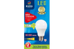 Лампа светодиодная энергосберегающая Nura Lights LED A60 15W E27 6500K