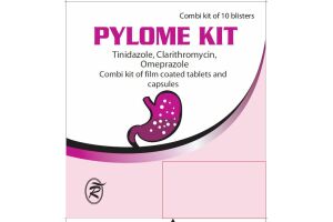 ПИЛОМЕ КИТ, Комбинированный набор: таблетки покрытые пленочной оболочкой кларитромицина 250мг, капсулы омепразола 20 мг и таблетки покрытые пленочной оболочкой тинидазола 500мг №60